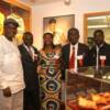 Azumah Nelson and wife Peggy with representatives from Ghana