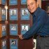 Daniel Zaragoza points to his plaque on the Hall of Fame Wall