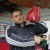 WBO heavyweight champion Sergei Liakhovich works the speed bag