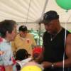 Marvelous Marvin Hagler visiting with a fan