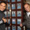 Rafael Marquez and Daniel Zaragoza pose by Zaragoza's Hall of Fame plaque