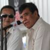 "El Puas" Ruben Olivares answers fans questions at a Ringside Lecture. Assisting with interpreting is Gene Aguilera (left).