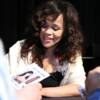 Actress Rosie Perez signs autographs for fans at the Banquet of Champions