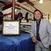 "The Golden Boy" poses by the famous MSG ring that he fought in twice