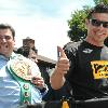 Sergio Martinez (right) and WBC president Mauricio Sulaiman (left) enjoy the Parade of Champions.