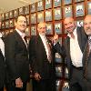 UFC's Kirk Hendrick,Lawrence Epstein, Marc Ratner, Dana White and Lorenzo Fertittta by Ratner's plaque.