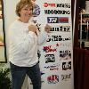 Christy Martin in a fighting pose by the Hall of Fame Weekend sponsors. 
