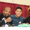 Champions Reggie Johnson, Jessie Vargas and Jarrett Hurd at the boxing autograph card show.