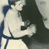 DiVeronica working the heavy bag during a training session