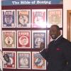 The display of The Ring magazines gets the "thumbs up" from Hearns