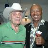 Middleweight champions LaMotta and Marvelous Marvin Hagler having fun in Canastota during a recent Hall of Fame Weekend.