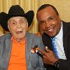 Hall of Famers LaMotta and Sugar Ray Leonard enjoy time together during a recent Hall of Fame Weekend.