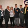 (left to right) Assemblyman Magee, CES president Jimmy Burchfield, Martin, fair director O'Hara, Canastota Mayor Todd Rouse and Hall director Ed Brophy join together in promoting the up-coming live boxing card on Sept. 2nd.