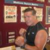 Middleweight champion Vito Antuofermo by the Madison Square Garden display.