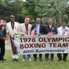 1976 US Olympic Boxing Team reunites in Canastota for 40th Anniversary in 2016  (l to r) Spinks, Michael Spinks, Chuck Walker, Sugar Ray Leonard, Charles Mooney, Leo Randolph and Louis Curtis.