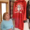 Jeri Brown – Noto enjoys the boxing robe worn by middleweight champion Vito Antuofermo, who was trained by her father Freddie Brown. 